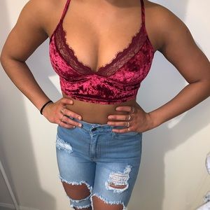 Aerie Maroon Velvet Bralette
